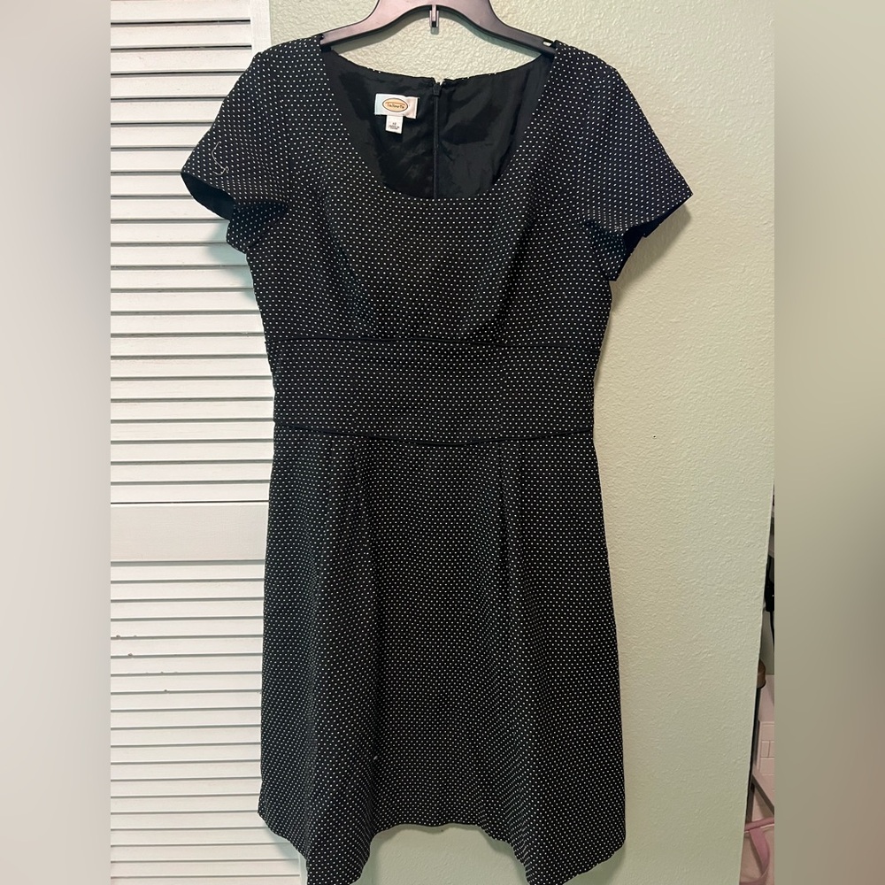 Talbots Black and White Dotted Midi Dress
